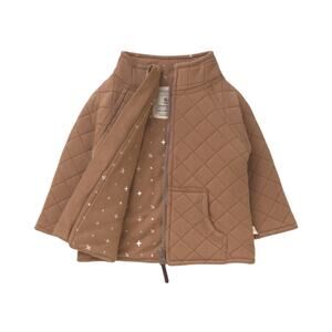 NEW Makemake Organics Merino Zip Quilted Jacket - Cocoa